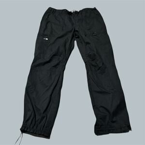 2000s koi Women’s black Cargo Pants drawstring pockets baggy straight skater